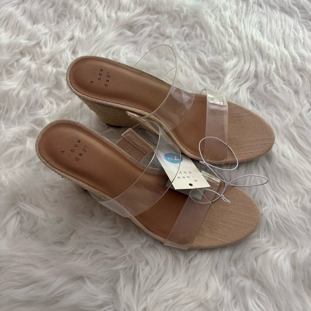 A New Day Ansel Double Band Open Toe Wedge Heels
Size 7.5